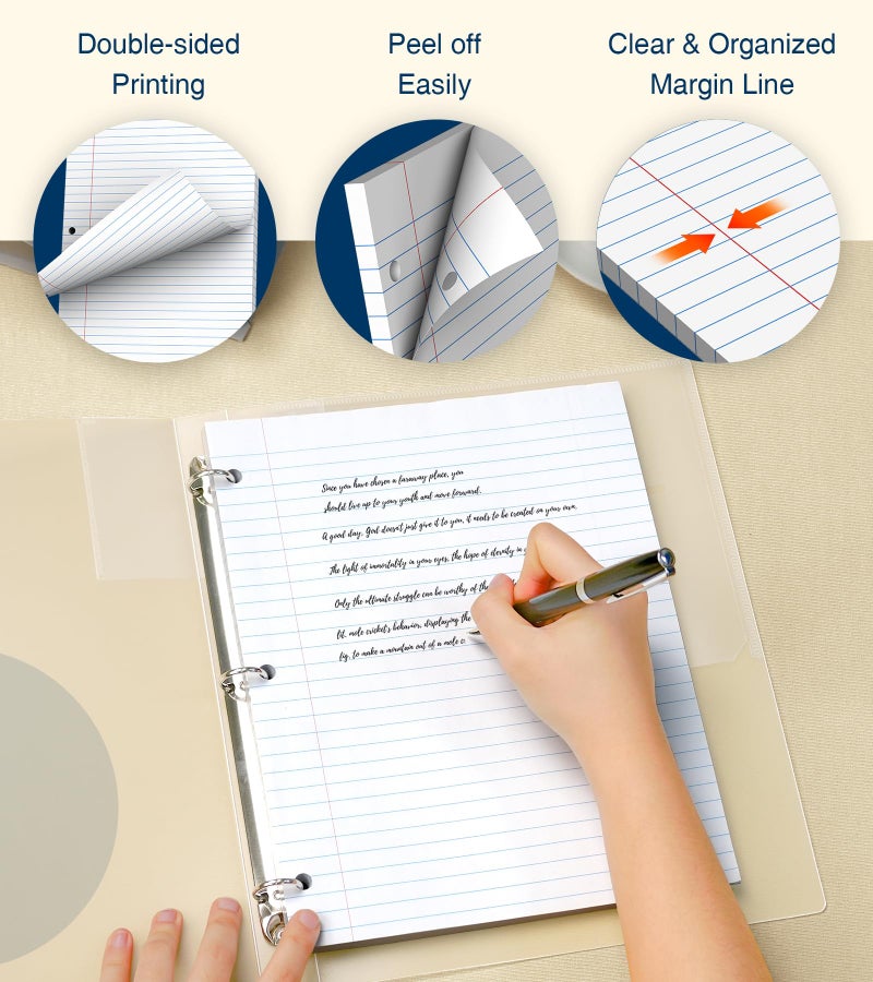 PINJINGPRO 8.5 x 11 Wide Ruled Paper, Loose Leaf Paper, 3 Hole Punch Paper 8.5 x 11 WhiteLoose Leaf Notebook Paper for 3 Ring Binders, Notebook Paper,Filler Paper,Lined Paper, 400 Sheets Writing Paper (4 Pack) - Image 4
